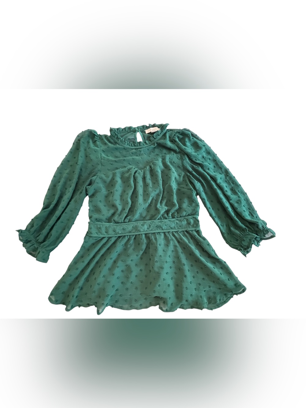 Monteau Green Textured 3/4 Sleeve Baby Doll Blouse